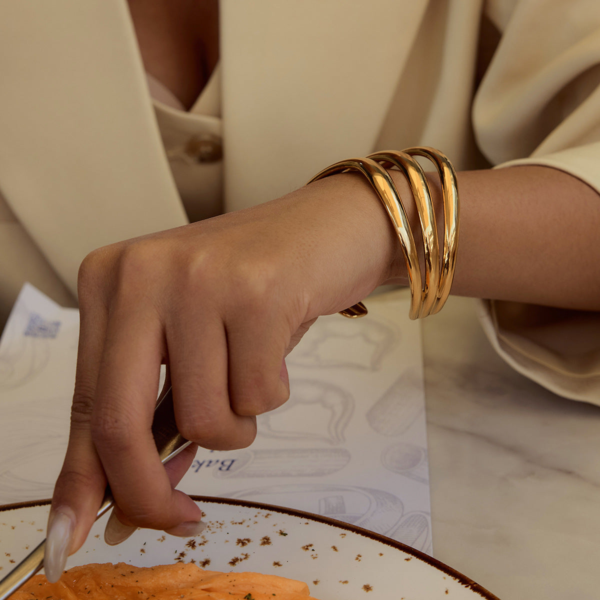Meredith Triple Layer Gold Bangle 2