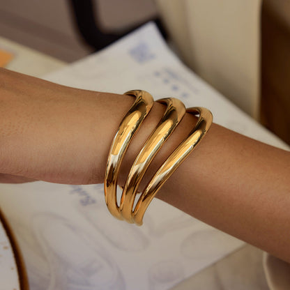 Meredith Triple Layer Gold Bangle 3