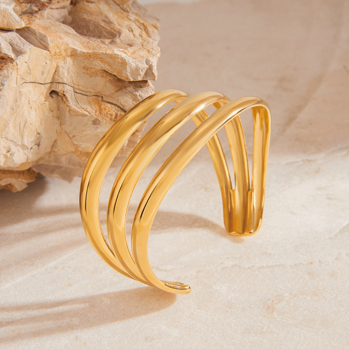 Meredith Triple Layer Gold Bangle 5