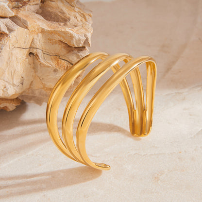 Meredith Triple Layer Gold Bangle 5