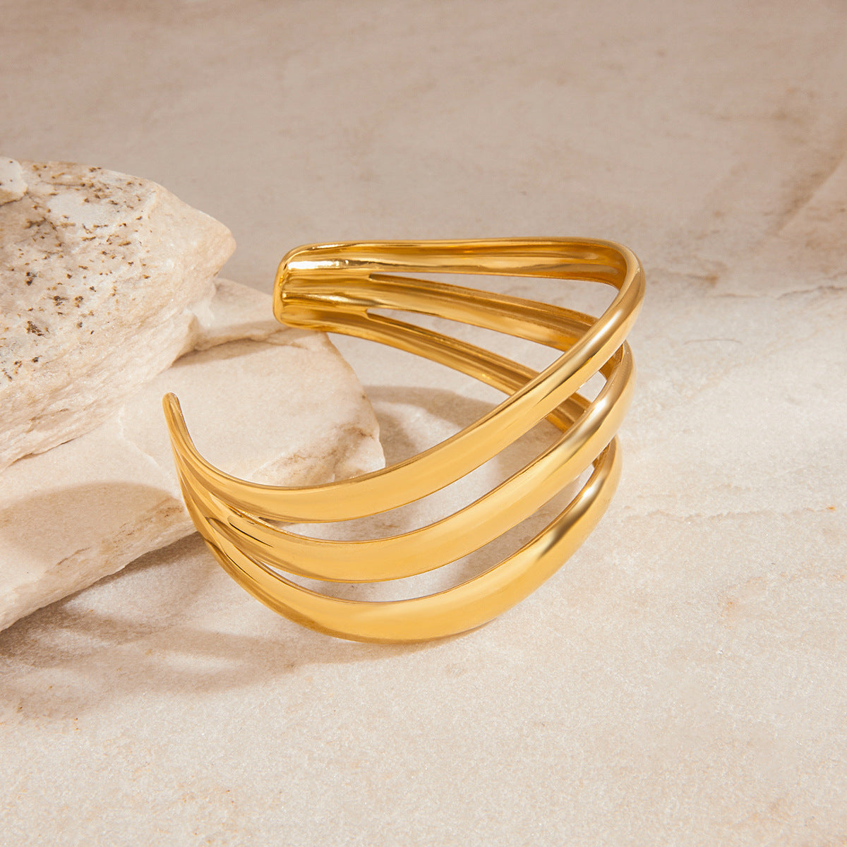 Meredith Triple Layer Gold Bangle 6