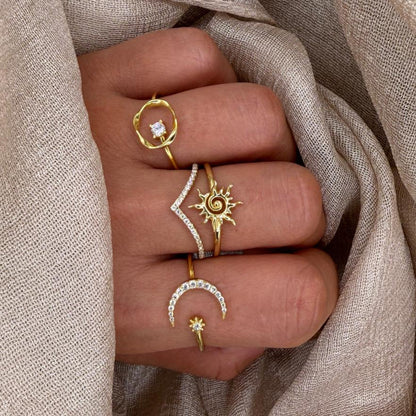 Moon & Star 925 Sterling Silver Ring
