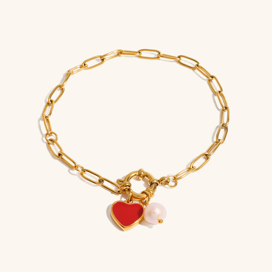Nerissa Heart Chain Pearl Bracelet 0