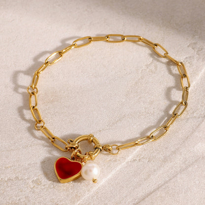 Nerissa Heart Chain Pearl Bracelet 2