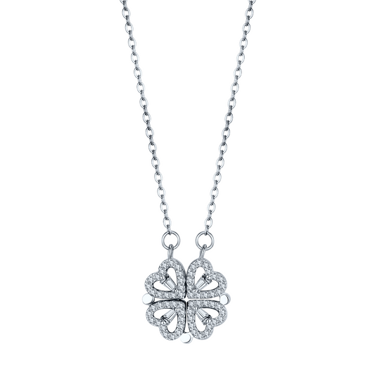 Silver Clover Hearts Necklace 0
