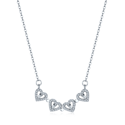Silver Clover Hearts Necklace 1