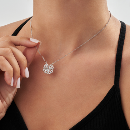 Silver Clover Hearts Necklace 2