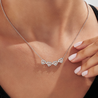 Silver Clover Hearts Necklace 3