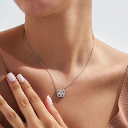Silver Clover Hearts Necklace 4