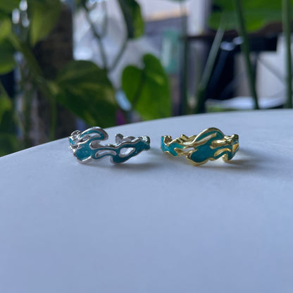 Wave Flow Unique Adjustable 925 Sterling Silver Ring