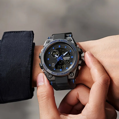 Men’s Military Watch with Analog Digital Display and Features