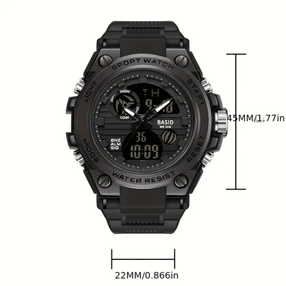 Men’s Military Watch with Analog Digital Display and Features