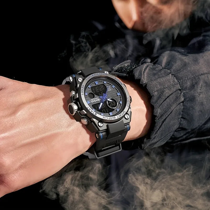 Men’s Military Watch with Analog Digital Display and Features