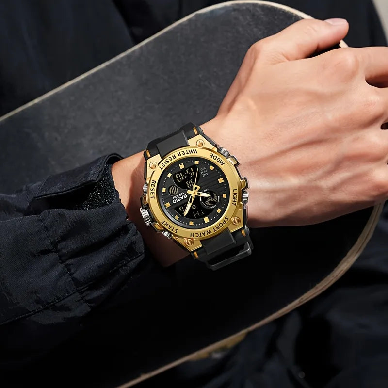Men’s Military Watch with Analog Digital Display and Features