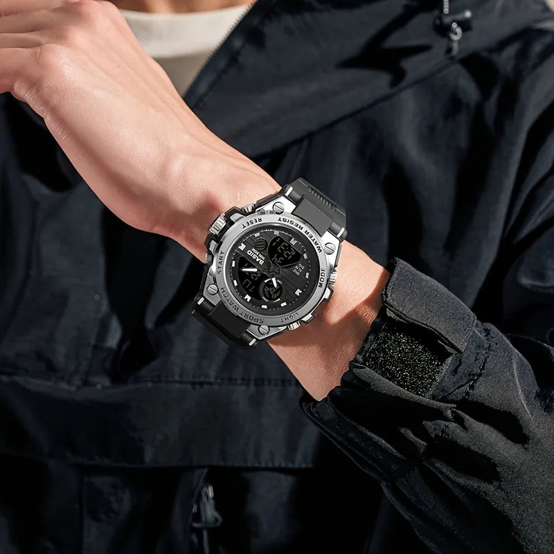 Men’s Military Watch with Analog Digital Display and Features