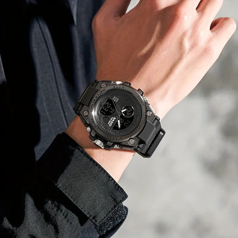 Men’s Military Watch with Analog Digital Display and Features